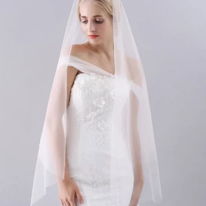 Milanoo Wedding Veil Two Tier Cut Edge Waterfall Bridal Veils