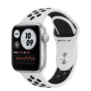 Apple Watch SE 40mm (GPS) Silver Aluminum Case with Pure Platinum/Black Nike Sport Band (MYYD2UL/A)