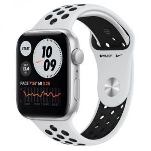 Apple Watch SE 44mm (GPS) Silver Aluminum Case with Pure Platinum/Black Nike Sport Band (MYYH2UL/A)