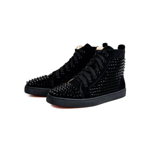 Milanoo Men's Black High Top Sneakers Round Toe Spike Shoes