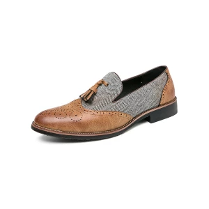 Milanoo Mens Wingtip Slip-On Loafer with Tassels