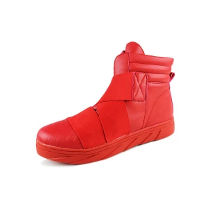 Milanoo Men's Red High Top Sneakers Strap Wrapped