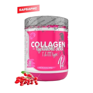 COLLAGEN PLUS (Коллаген + гиалуроновая кислота), вкус Барбарис, 300 г, PinkPower