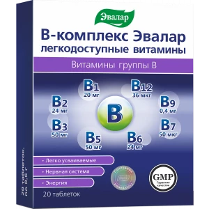 В-комплекс-легкодоступные витамины, 20 таблеток, Эвалар