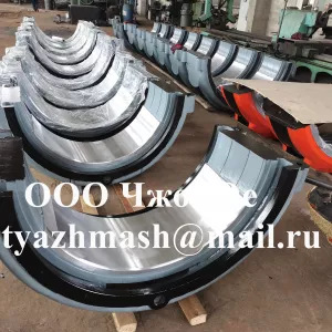 Вкладыш мельницы шаровой 3200*3800, вклалыш из СЧ18-20, заливка баббитовая баббит Б16, Б83.