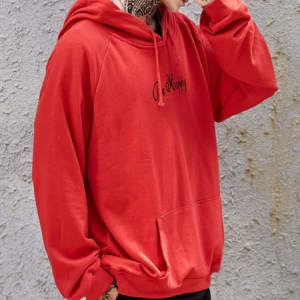 Milanoo Men Hoodies Red Hooded Neckline Long Sleeves Polyester Casual Sweatshirt