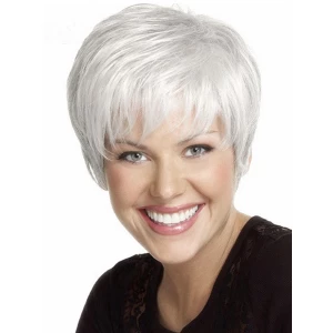 Milanoo Synthetic Wigs Ivory Straight Heat-resistant Fiber Tousled Short Women\'s Short Wig For Wome