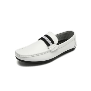 Milanoo Loafer Shoes For Men Popular PU Leather Monk Strap Color Block Slip-On White Casual Shoes