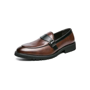 Milanoo Oxfords Shoes For Men Fantastic Round Toe Monk Strap Slip-On PU Leather Oxfords