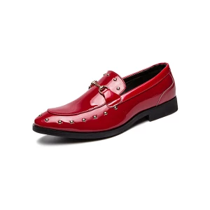 Milanoo Men Dress Shoes Fantastic Round Toe Slip-On PU Leather Shoes