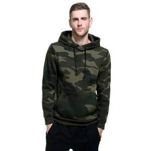 Milanoo Men Hoodies Hooded Long Sleeves Camouflage Polyester Sweatshirt