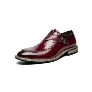 Milanoo Men's Stitching Buckle Oxfords Patent Leather