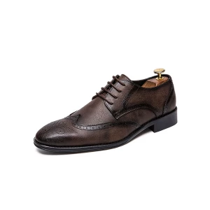 Milanoo Men's Wingtip Oxfords Lace Up Dress Shoes