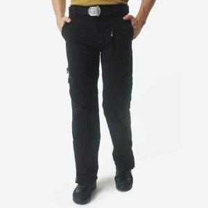 Milanoo Pants For Men Casual Natural Waist Straight Cargo Pant Black Pants