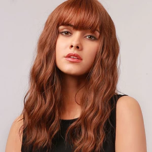 Milanoo Women Long Wig Amber Curly Heat Resistant Fiber Layered Long Synthetic Wigs