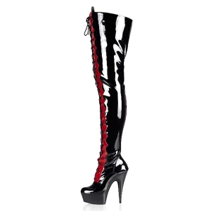 Milanoo Women's Exotic Heels Lace Up Platform Thigh High Heel Boots