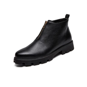 Milanoo Men's Zipper Faux Leather Ankle Boots