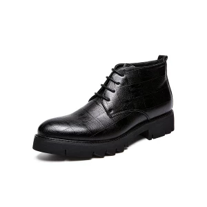 Milanoo Men's Lace Up Woven Ankle Boots in Black