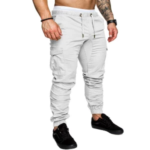 Milanoo Pants For Men Casual Natural Waist Straight Cargo Pant White Pants