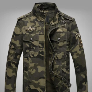 Milanoo Mens Jacket Camouflage Buttons Polyester Stylish