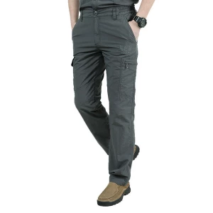 Milanoo Pants For Men Comfy Natural Waist Straight Cargo Pant Black Men Pants