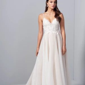 Milanoo Ivory Simple Wedding Dress A Line V Neck Sleeveless Backless Sash Lace Tulle Long Bridal Dre