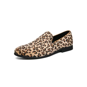 Milanoo Men's Leopard Print Slip On Loafers