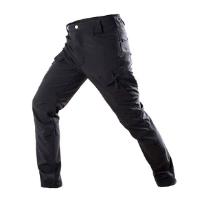 Milanoo Pants For Men Casual Natural Waist Straight Cargo Pant Black Pants