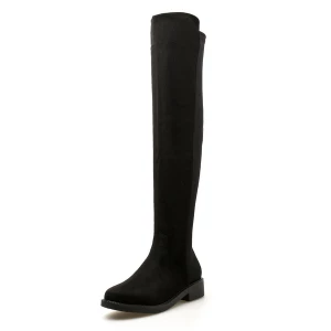 Milanoo Women's Flat Over the Knee Boots in Black