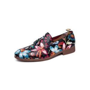 Milanoo Men's Floral Loafers with Tassel