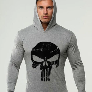 Milanoo Men Hoodies Hooded Long Sleeves Printed Polyester Chic Sweatshirt