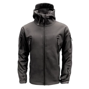 Milanoo Men Jackets Hooded Chic Deep Gray Black Amazing Jacket