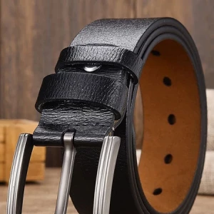 Milanoo Men Belt PU Leather Fashion Black Belt