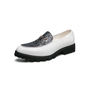 Milanoo Men's Glitter Lug Sole Dress Loafers