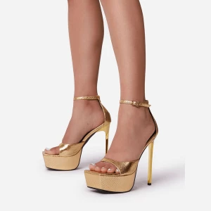 Milanoo Women Heeled Sandals Stiletto Heel Square Toe PU Leather Blond Ankle Strap Heels