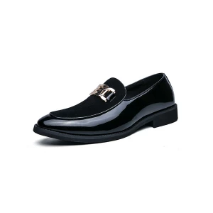 Milanoo Men's Patent Leather Dress Loafers in Black
