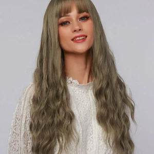 Milanoo Long Wig For Woman Sage Curly Heat Resistant Fiber Tousled Long Synthetic Wigs