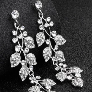 Milanoo Bridal Earrings For Women Rhinestone Pierced Sliver Bridal Jewelry