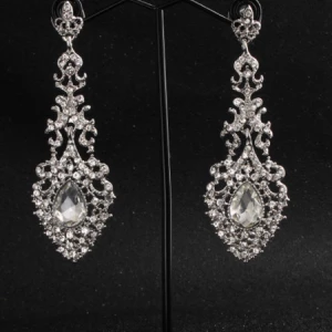 Milanoo Bridal Earrings For Women Rhinestone Pierced Sliver Wedding Jewelry
