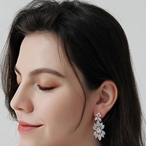 Milanoo Bridal Earrings For Women Rhinestone Pear Pierced Sliver Bridal Jewelry