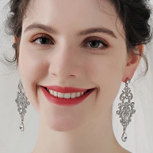 Milanoo Bridal Earrings Rhinestone For Women Pierced Drops Design Sliver Bridal Jewelry