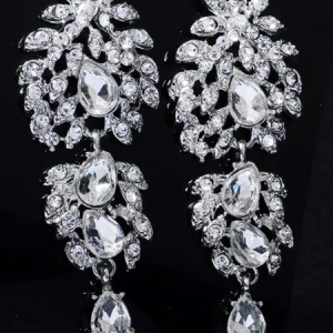 Milanoo Wedding Earrings Diamond Pierced Drops Design Silver Wedding Jewelry