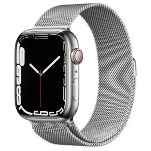 Apple Watch Series 7 45mm (GPS+LTE) Silver Stainless Steel Case with Silver Milanese Loop (MKJE3/MKJW3)