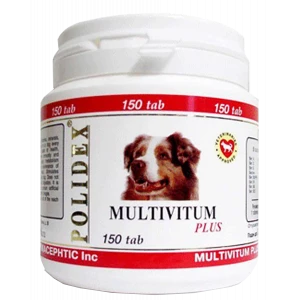 Multivitum plus для собак сбалансированная витаминно-минеральная подкормка профилактика авитоминоза, 150 таблеток, POLIDEX