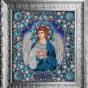 Набор для вышивания, Хрустальные грани, И-18б Образ Ангеля Хранителя (серебро) - набор