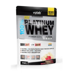 Сывороточный протеин 100% Platinum Whey, вкус «Малина-белый шоколад», 750 гр, VPLab
