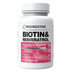 Биотин + ресвератрол, 60 капсул, Risingstar