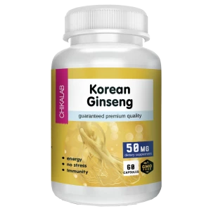 Корейский женьшень, 500 мг, 60 капсул, CHIKALAB
