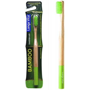 Лонга Вита зубная щетка бамбуковая для взрослых, зеленая, средней жесткости, Longa Vita
