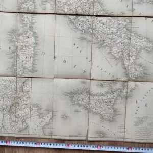 карта Италии, на тканевой основе, 1841 год хорошая сохранность